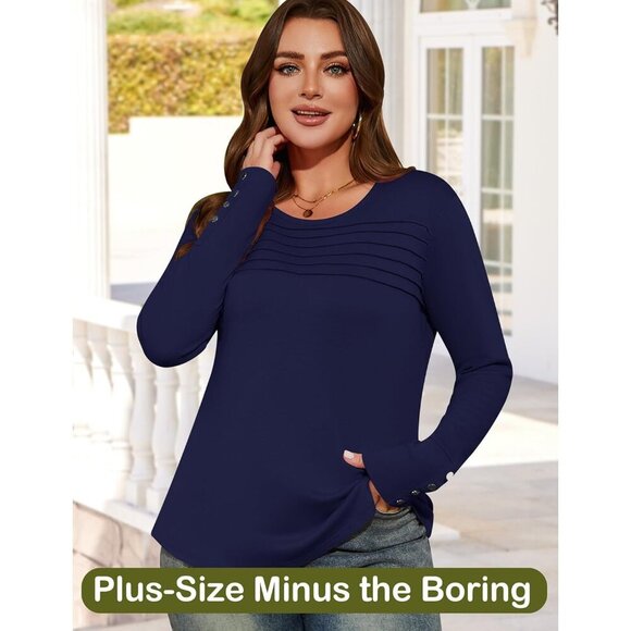 Women’s Long Sleeve Blouse Fall Casual Dressy Tops for Work and Outings - Picture 5 of 6